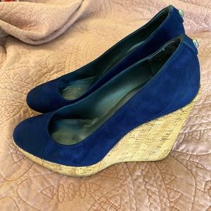 Stuart Weitzman Corkswoon Wedges Navy Blue